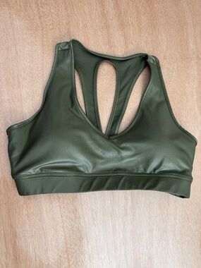 Carbon38 Olive Green Cutout Racerback Takara Shine Sports Bra